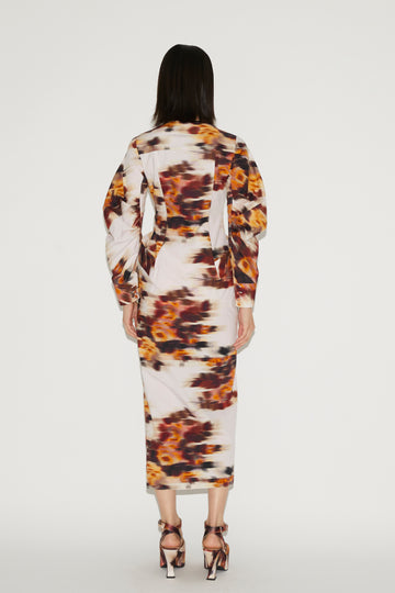 ELLA DRESS RUST FLORAL PRINTED COTTON