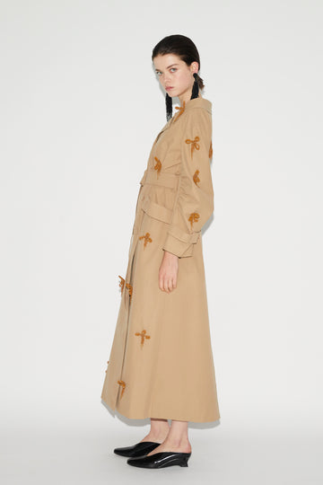 HARVEY TRENCH COAT SAND EMBROIDERED COTTON OUTERWEAR