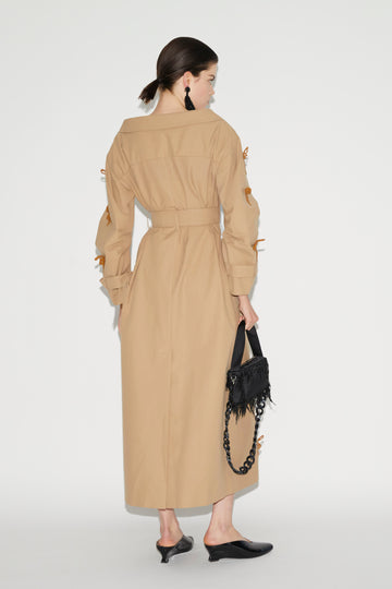 HARVEY TRENCH COAT SAND EMBROIDERED COTTON OUTERWEAR