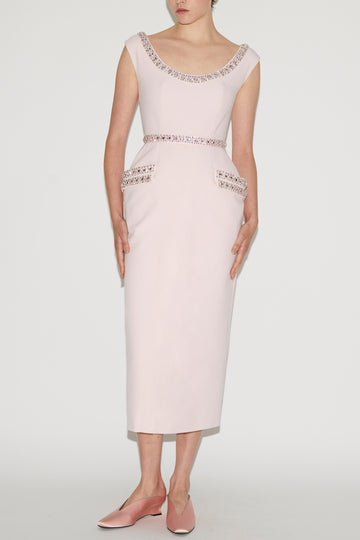 DANNA DRESS PINK EMBELLISHED CREPE