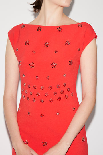 GRACELYN GOWN RED EMBELLISHED CREPE