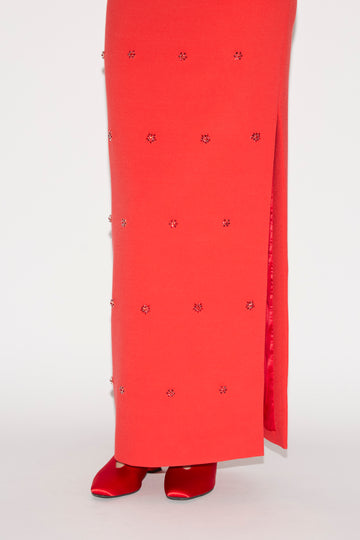 GRACELYN GOWN RED EMBELLISHED CREPE