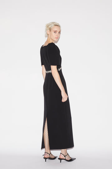 MYRNA DRESS BLACK EMBELLISHED CREPE