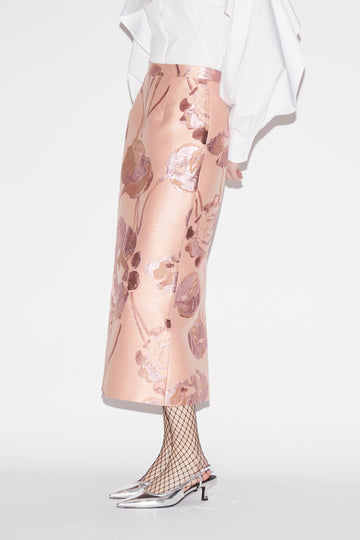 OAKLEY SKIRT PINK FLORAL JACQUARD