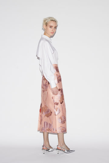 OAKLEY SKIRT PINK FLORAL JACQUARD