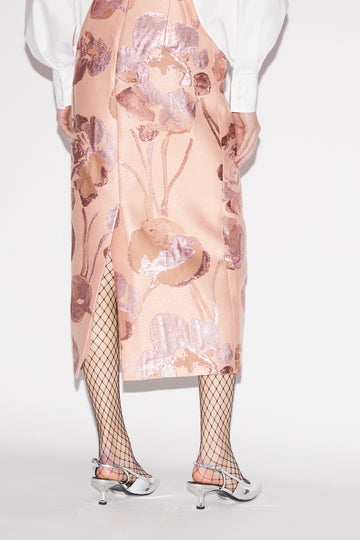 OAKLEY SKIRT PINK FLORAL JACQUARD