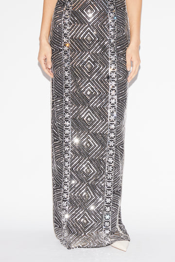 ISOBEL GOWN BLACK SILVER EMBRODIERED TULLE