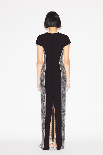 ISOBEL GOWN BLACK SILVER EMBRODIERED TULLE