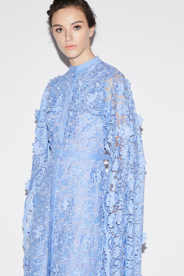 LORETTA DRESS PERIWINKLE EMBROIDERED COTTON