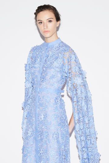 LORETTA DRESS PERIWINKLE EMBROIDERED COTTON