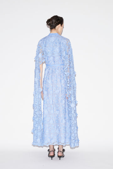 LORETTA DRESS PERIWINKLE EMBROIDERED COTTON