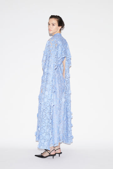 LORETTA DRESS PERIWINKLE EMBROIDERED COTTON
