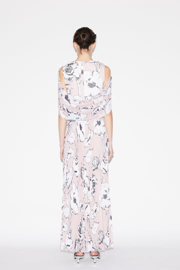 BEATRIX GOWN PALE PINK FLORAL PRINTED CHIFFON