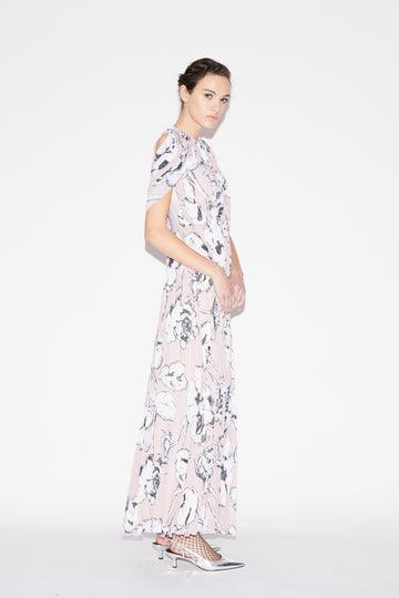 BEATRIX GOWN PALE PINK FLORAL PRINTED CHIFFON