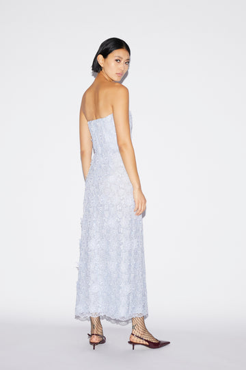 TIA DRESS DUSTY BLUE LACE