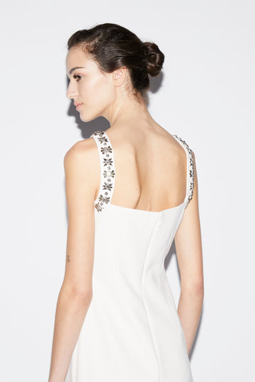 EILEEN SHORT DRESS WHITE EMBELLISHED CREPE
