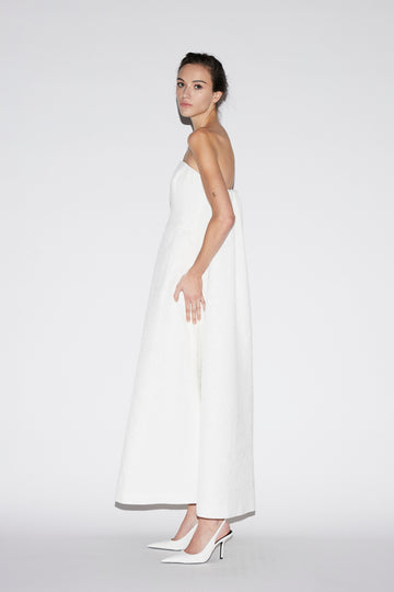 CHERYL MIDI DRESS WHITE JAQUARD