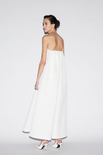 CHERYL MIDI DRESS WHITE JAQUARD