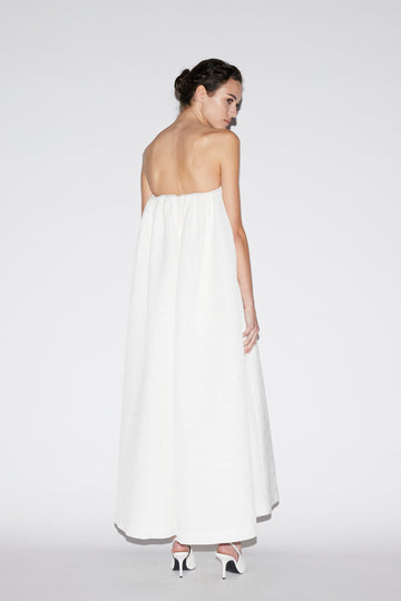 CHERYL MIDI DRESS WHITE JAQUARD