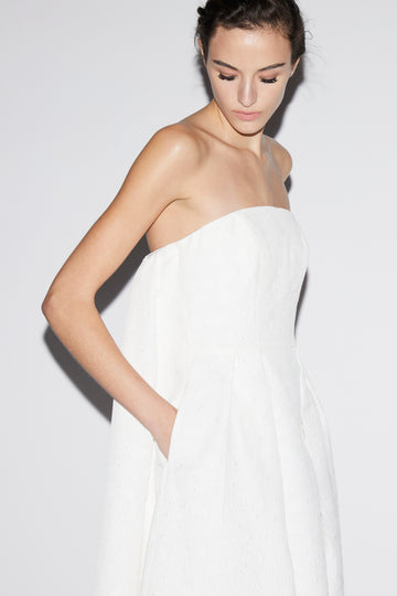 CHERYL MIDI DRESS WHITE JAQUARD