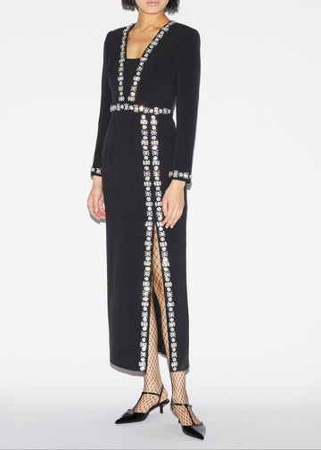 HAVEN DRESS BLACK EMBELLISHED CREPE