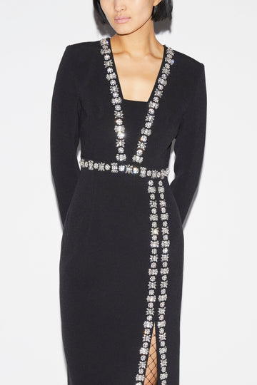 HAVEN DRESS BLACK EMBELLISHED CREPE