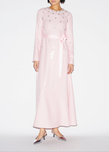 ARIA DRESS PINK EMBELLISHED SEQUINS