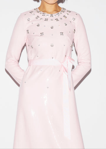 ARIA DRESS PINK EMBELLISHED SEQUINS