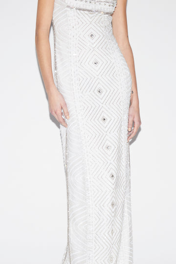 ISOBEL GOWN WHITE EMBRODIERED TULLE