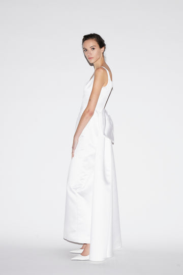 SHANNON GOWN PALE WHITE DUCHESSE SATIN