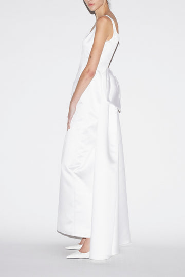 SHANNON GOWN PALE WHITE DUCHESSE SATIN