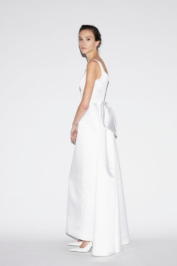 SHANNON GOWN PALE WHITE DUCHESSE SATIN