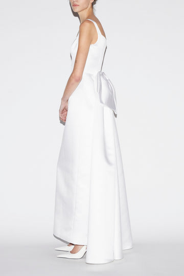 SHANNON GOWN PALE WHITE DUCHESSE SATIN