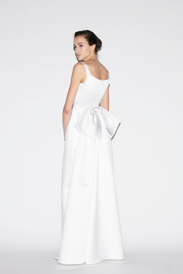 SHANNON GOWN PALE WHITE DUCHESSE SATIN