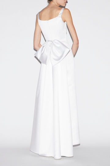 SHANNON GOWN PALE WHITE DUCHESSE SATIN
