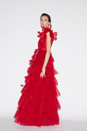 ABBY GOWN RED TULLE
