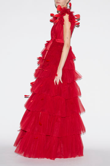 ABBY GOWN RED TULLE