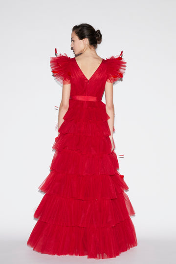 ABBY GOWN RED TULLE