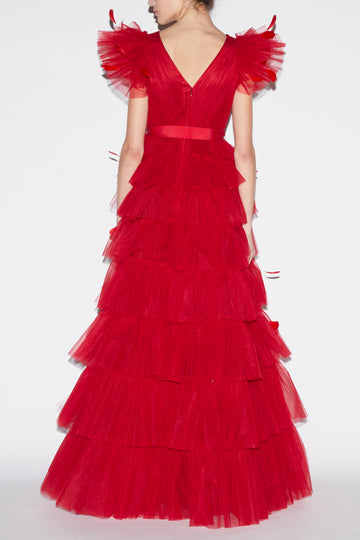 ABBY GOWN RED TULLE