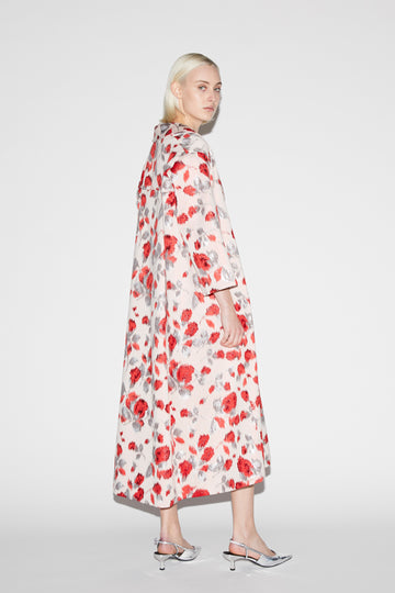 LILIANE COAT RED MULTI FLORAL JACQUARD