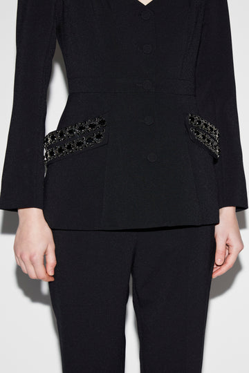 ALWIN JACKET BLACK EMBELLISHED CREPE