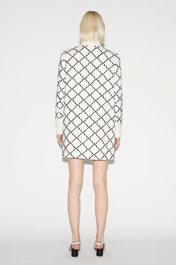 ELARA COAT WHITE AND BLACK EMBROIDERED TWEED