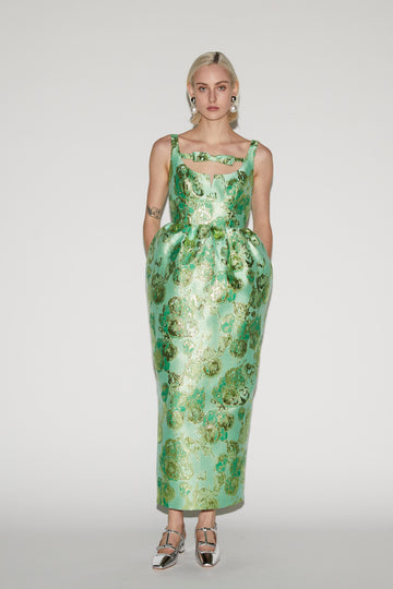 SIDRA DRESS JADE JACQUARD