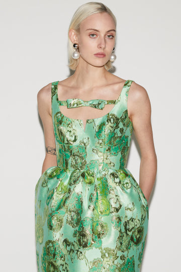 SIDRA DRESS JADE JACQUARD