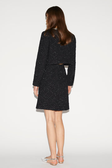 ORIANA SKIRT BLACK EMBROIDERD TWEED