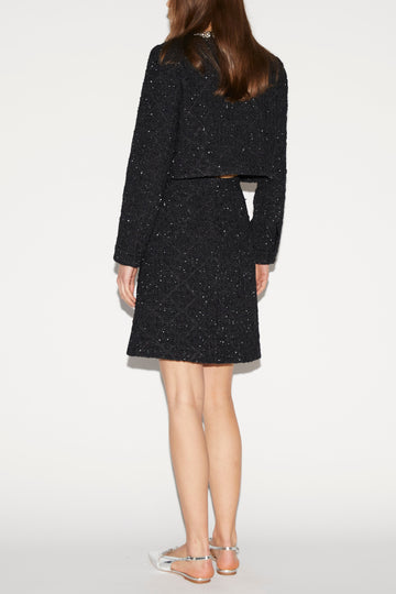 ORIANA SKIRT BLACK EMBROIDERD TWEED