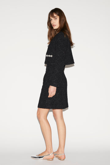 MILKA JACKET BLACK EMBROIDERED TWEED