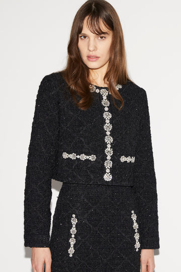 MILKA JACKET BLACK EMBROIDERED TWEED