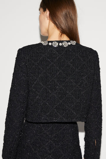 MILKA JACKET BLACK EMBROIDERED TWEED