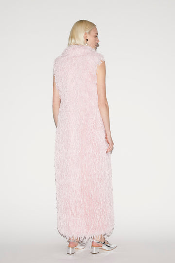 NOELLA COAT FAUX FUR AND FEATHERS PALE PINK